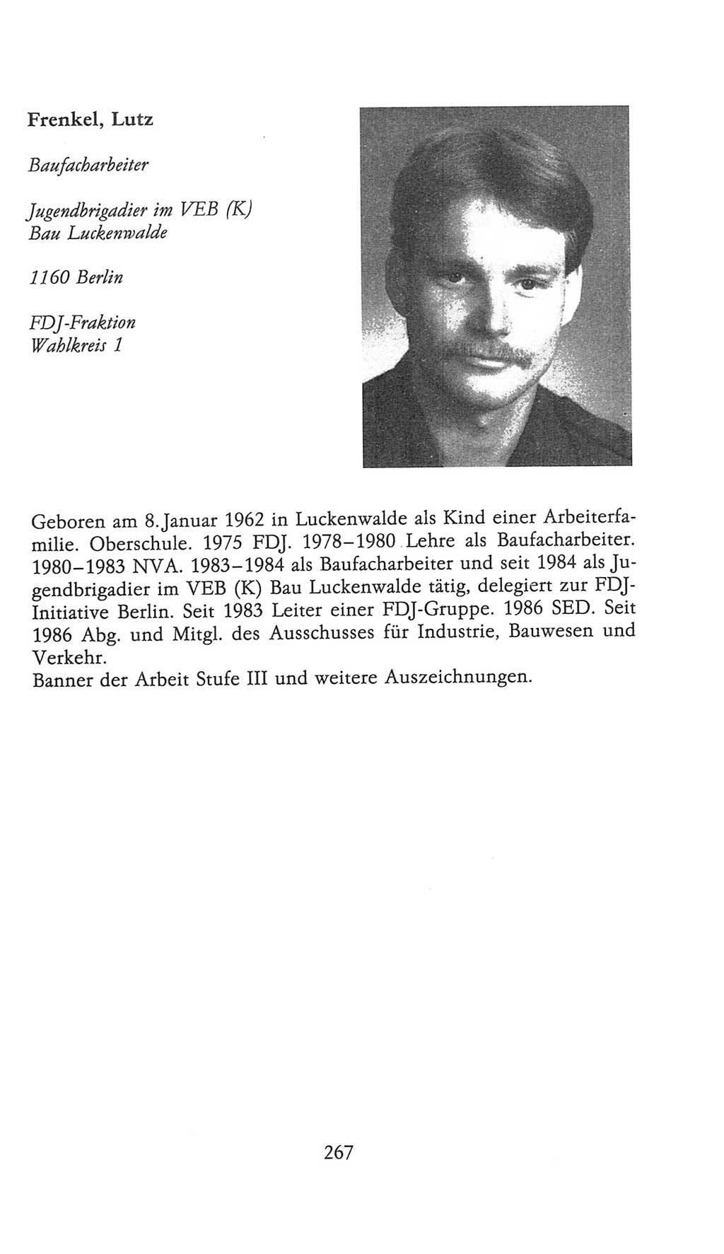 Volkskammer (VK) der Deutschen Demokratischen Republik (DDR), 9. Wahlperiode 1986-1990, Seite 267 (VK. DDR 9. WP. 1986-1990, S. 267)