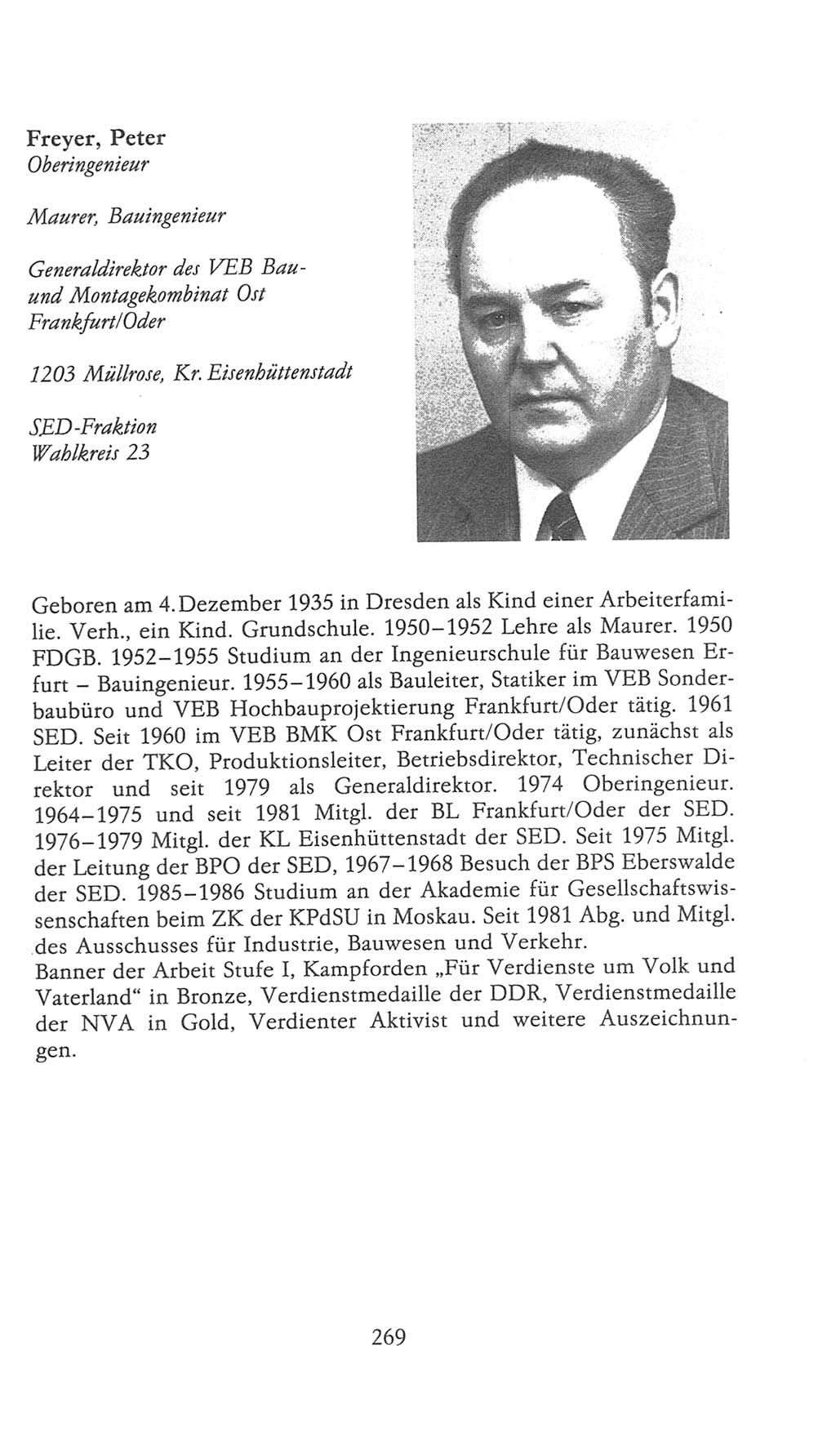 Volkskammer (VK) der Deutschen Demokratischen Republik (DDR), 9. Wahlperiode 1986-1990, Seite 269 (VK. DDR 9. WP. 1986-1990, S. 269)