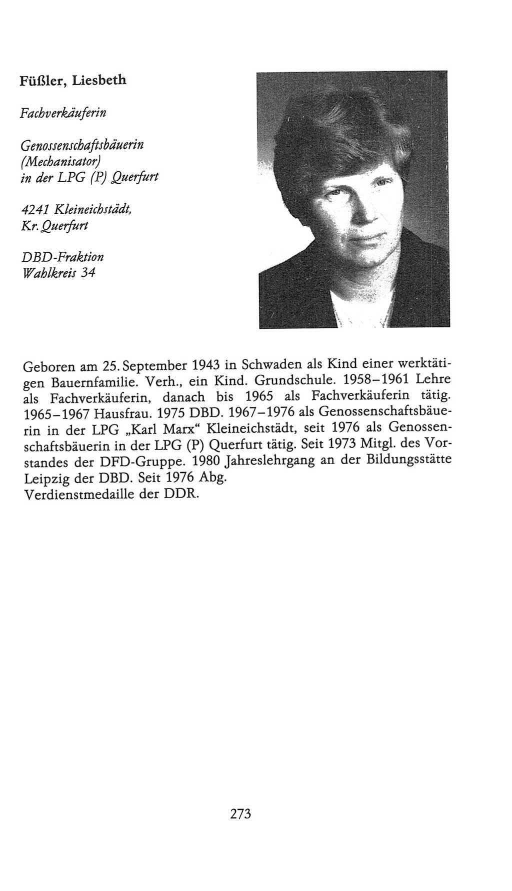 Volkskammer (VK) der Deutschen Demokratischen Republik (DDR), 9. Wahlperiode 1986-1990, Seite 273 (VK. DDR 9. WP. 1986-1990, S. 273)