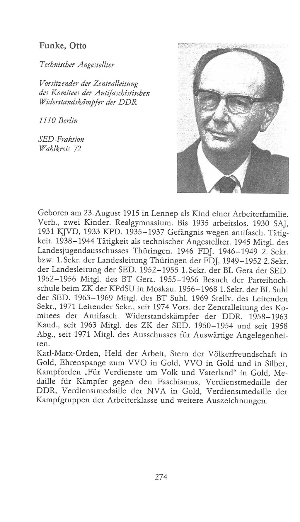 Volkskammer (VK) der Deutschen Demokratischen Republik (DDR), 9. Wahlperiode 1986-1990, Seite 274 (VK. DDR 9. WP. 1986-1990, S. 274)