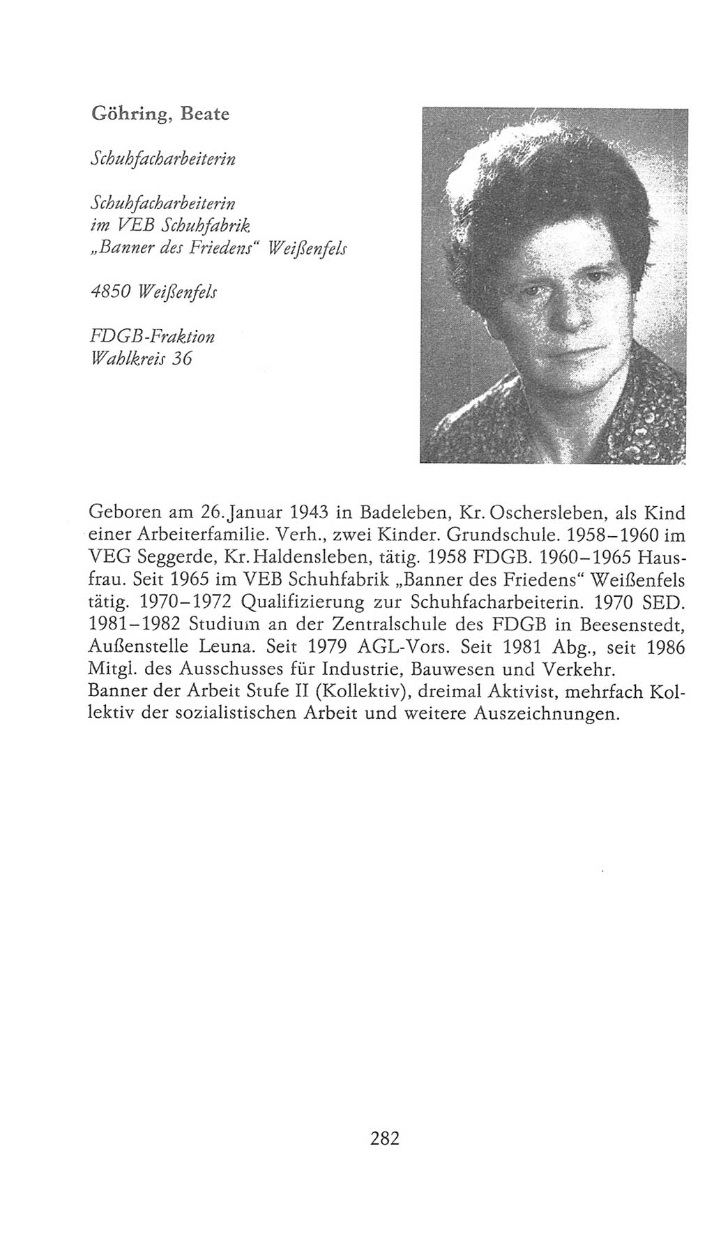 Volkskammer (VK) der Deutschen Demokratischen Republik (DDR), 9. Wahlperiode 1986-1990, Seite 282 (VK. DDR 9. WP. 1986-1990, S. 282)