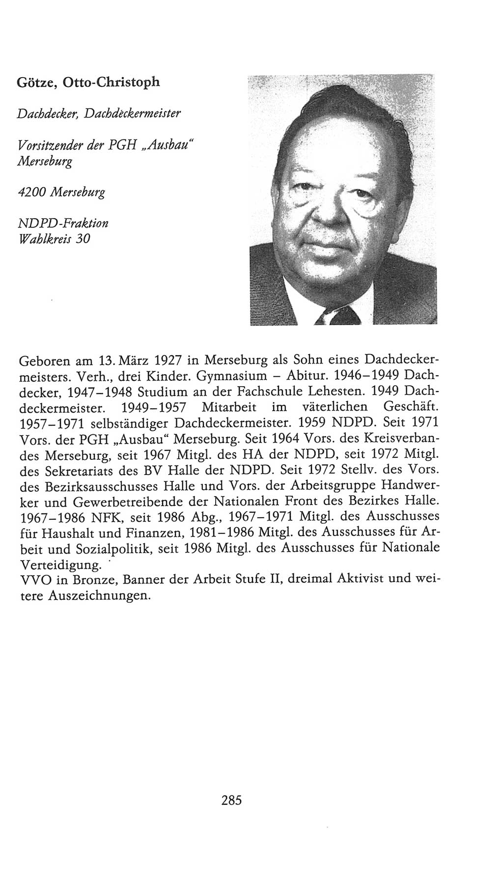 Volkskammer (VK) der Deutschen Demokratischen Republik (DDR), 9. Wahlperiode 1986-1990, Seite 285 (VK. DDR 9. WP. 1986-1990, S. 285)
