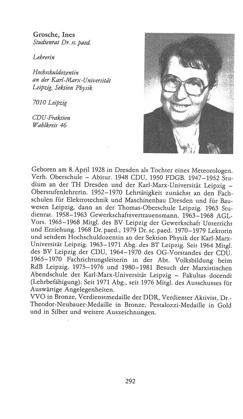 Volkskammer (VK) der Deutschen Demokratischen Republik (DDR), 9. Wahlperiode 1986-1990, Seite 292 (VK. DDR 9. WP. 1986-1990, S. 292)