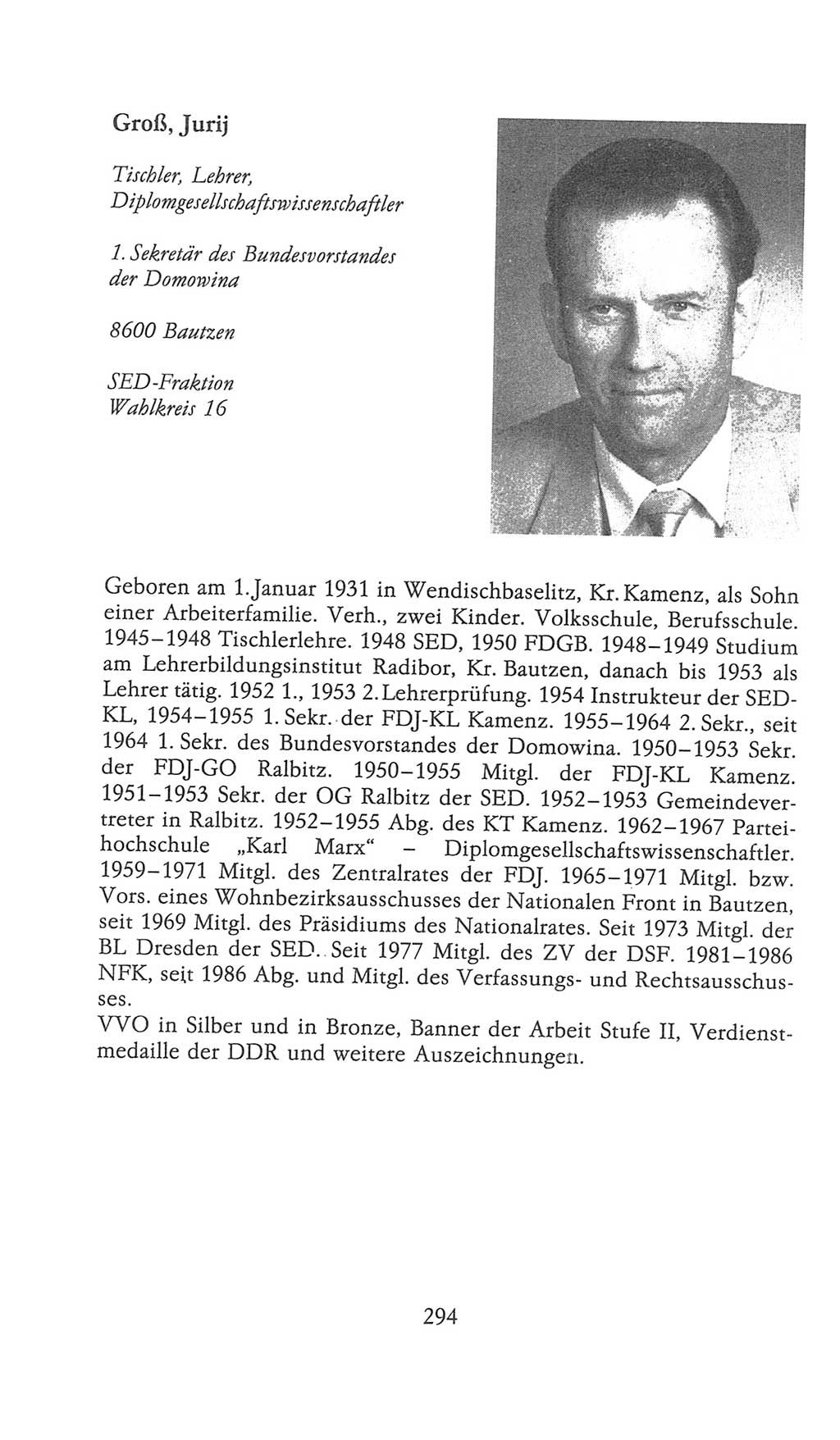 Volkskammer (VK) der Deutschen Demokratischen Republik (DDR), 9. Wahlperiode 1986-1990, Seite 294 (VK. DDR 9. WP. 1986-1990, S. 294)