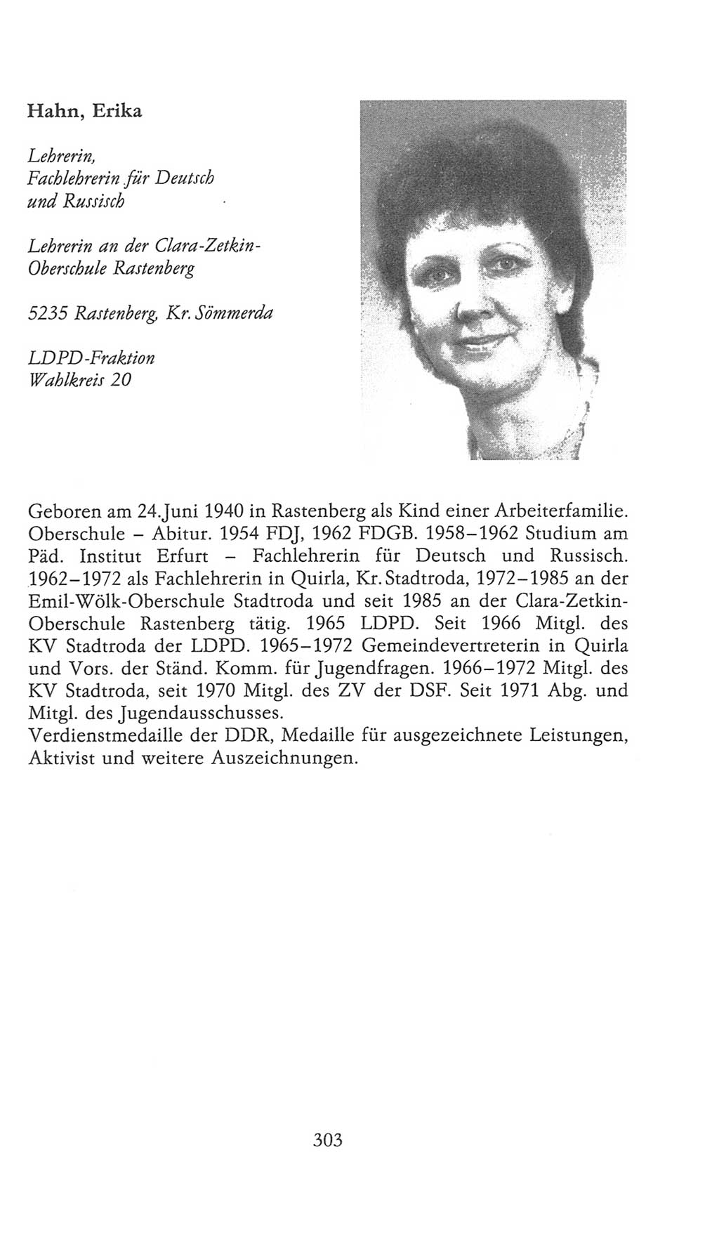 Volkskammer (VK) der Deutschen Demokratischen Republik (DDR), 9. Wahlperiode 1986-1990, Seite 303 (VK. DDR 9. WP. 1986-1990, S. 303)