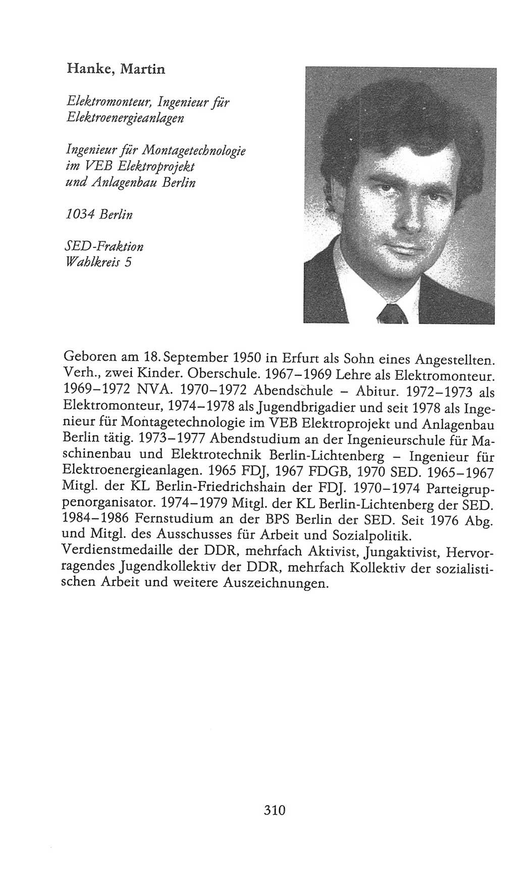 Volkskammer (VK) der Deutschen Demokratischen Republik (DDR), 9. Wahlperiode 1986-1990, Seite 310 (VK. DDR 9. WP. 1986-1990, S. 310)