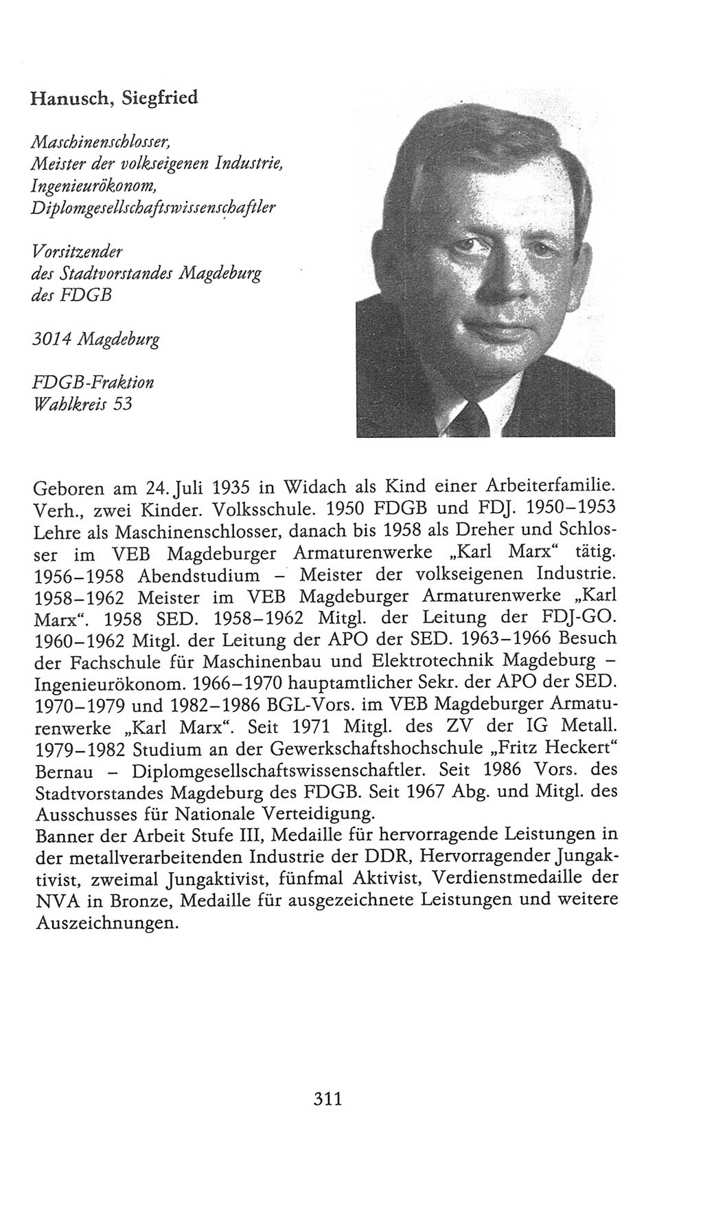 Volkskammer (VK) der Deutschen Demokratischen Republik (DDR), 9. Wahlperiode 1986-1990, Seite 311 (VK. DDR 9. WP. 1986-1990, S. 311)