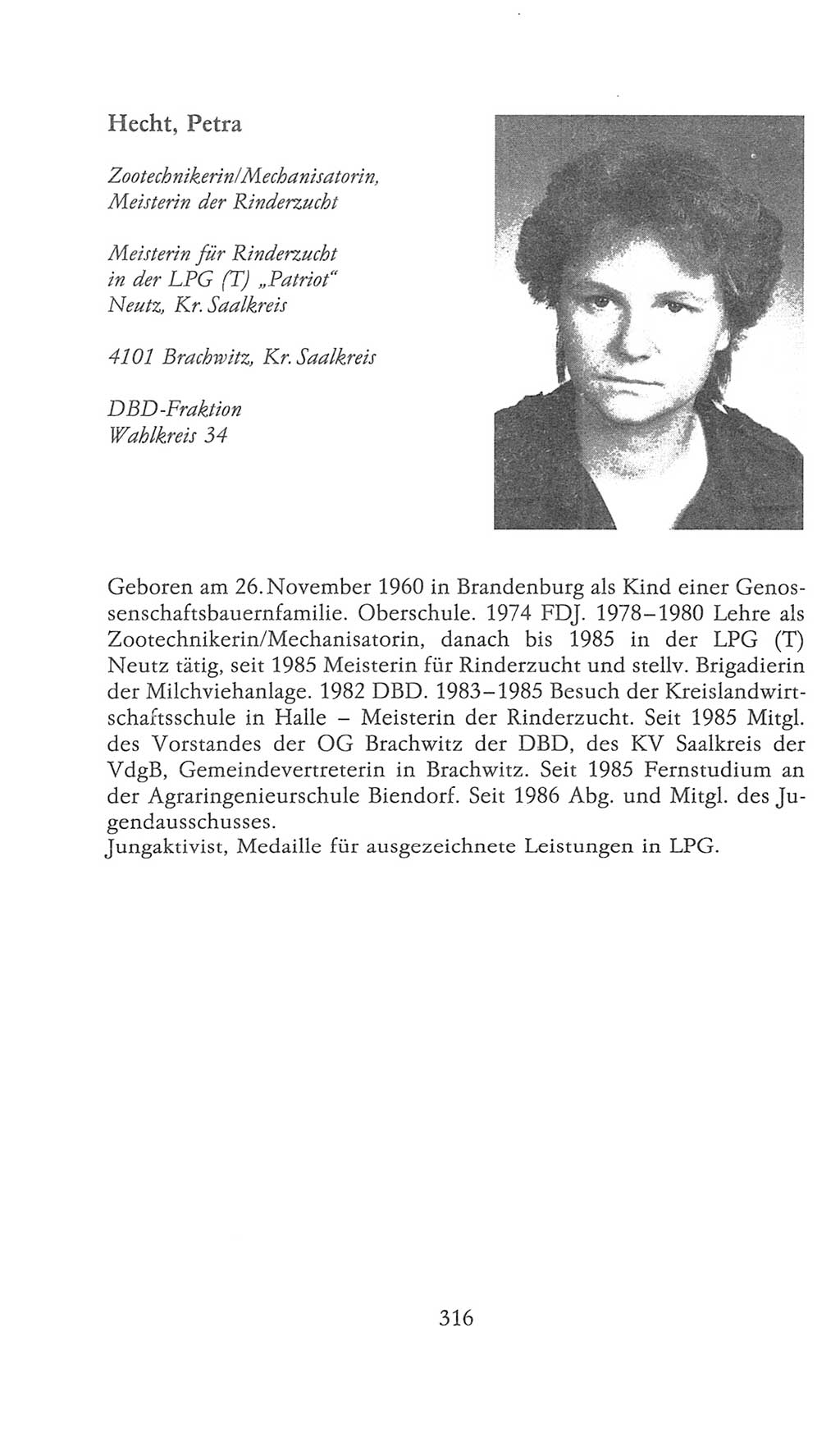 Volkskammer (VK) der Deutschen Demokratischen Republik (DDR), 9. Wahlperiode 1986-1990, Seite 316 (VK. DDR 9. WP. 1986-1990, S. 316)
