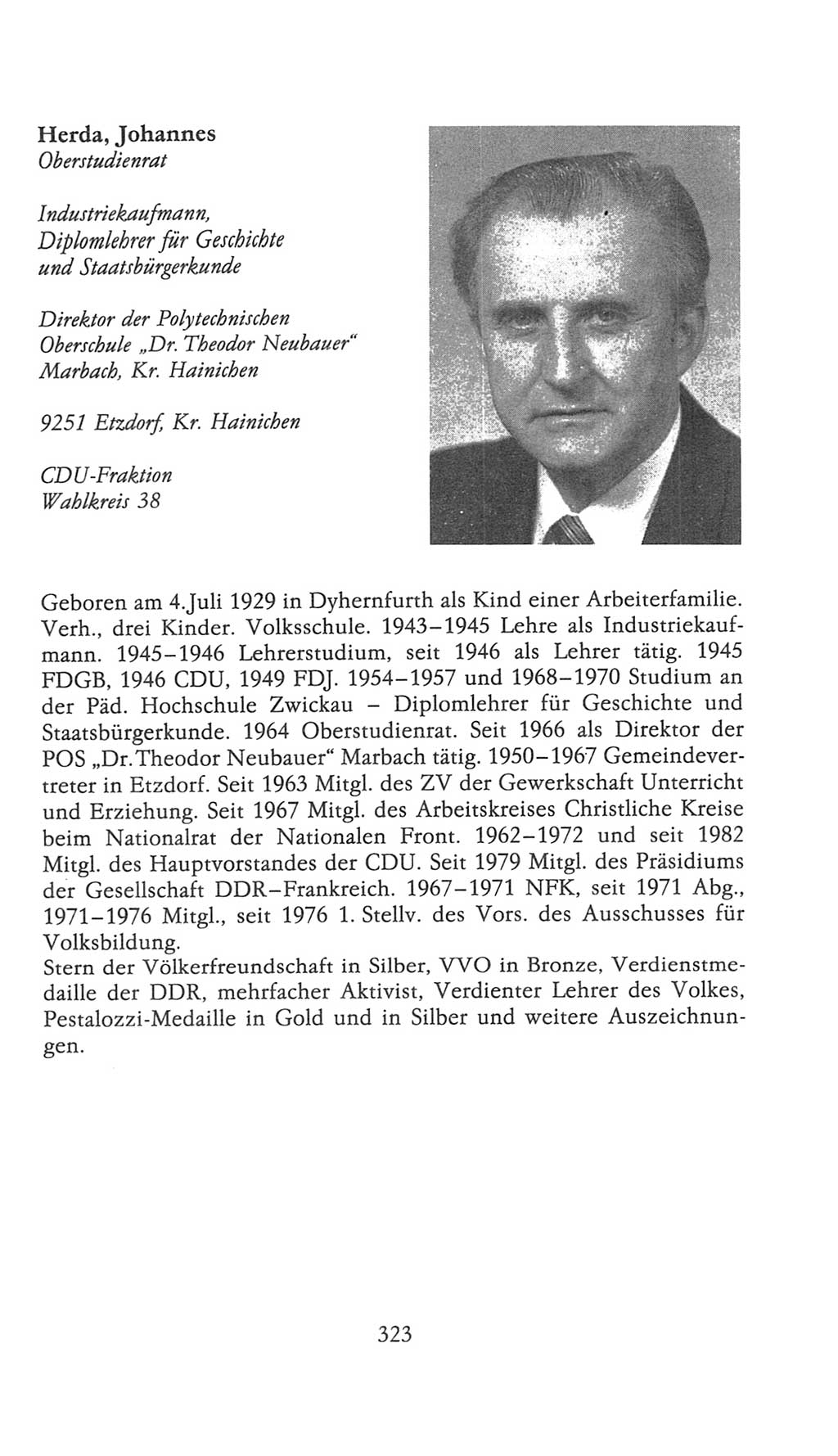 Volkskammer (VK) der Deutschen Demokratischen Republik (DDR), 9. Wahlperiode 1986-1990, Seite 323 (VK. DDR 9. WP. 1986-1990, S. 323)