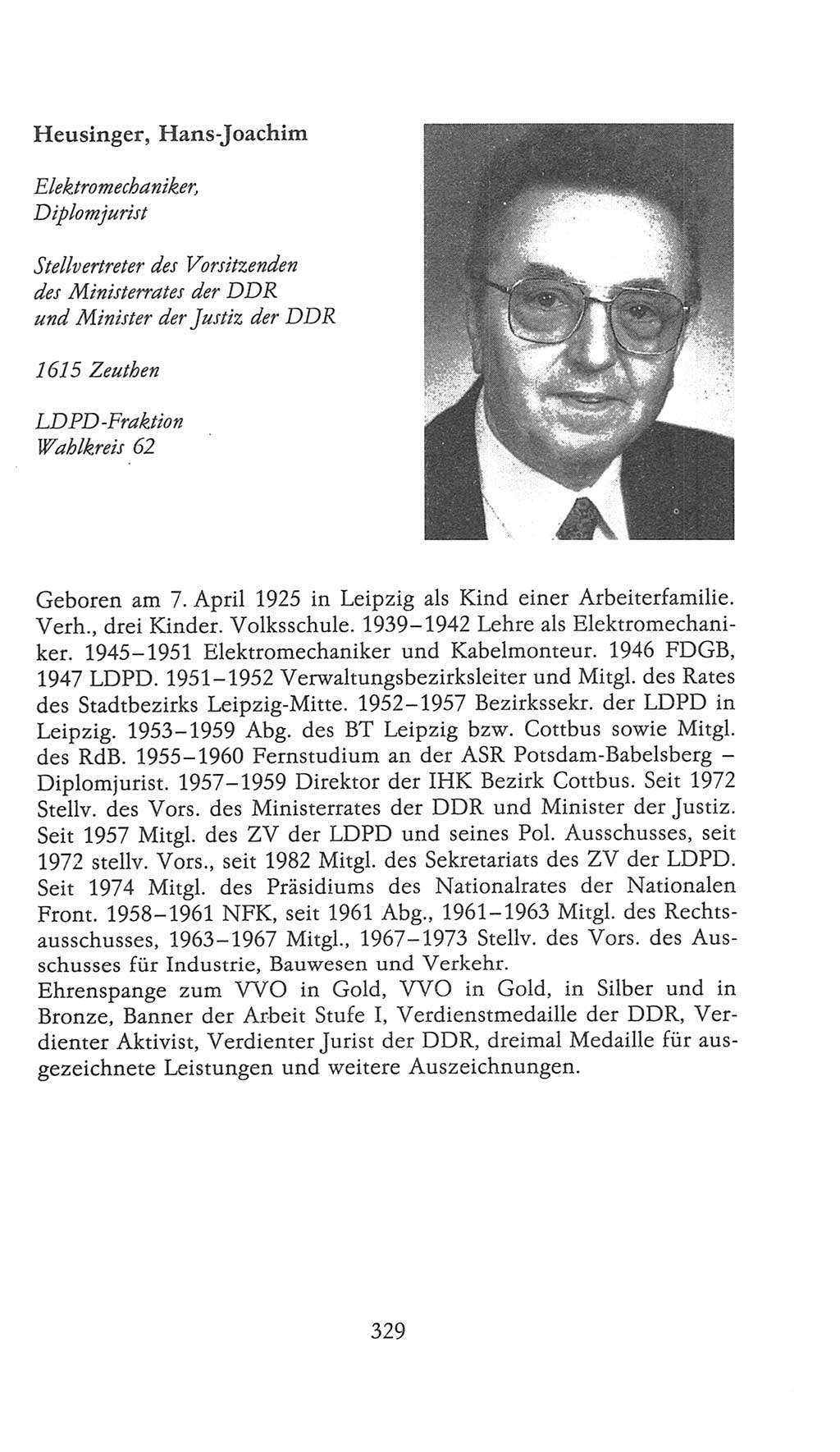Volkskammer (VK) der Deutschen Demokratischen Republik (DDR), 9. Wahlperiode 1986-1990, Seite 329 (VK. DDR 9. WP. 1986-1990, S. 329)