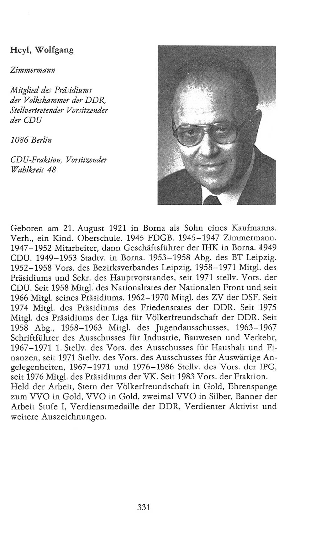 Volkskammer (VK) der Deutschen Demokratischen Republik (DDR), 9. Wahlperiode 1986-1990, Seite 331 (VK. DDR 9. WP. 1986-1990, S. 331)