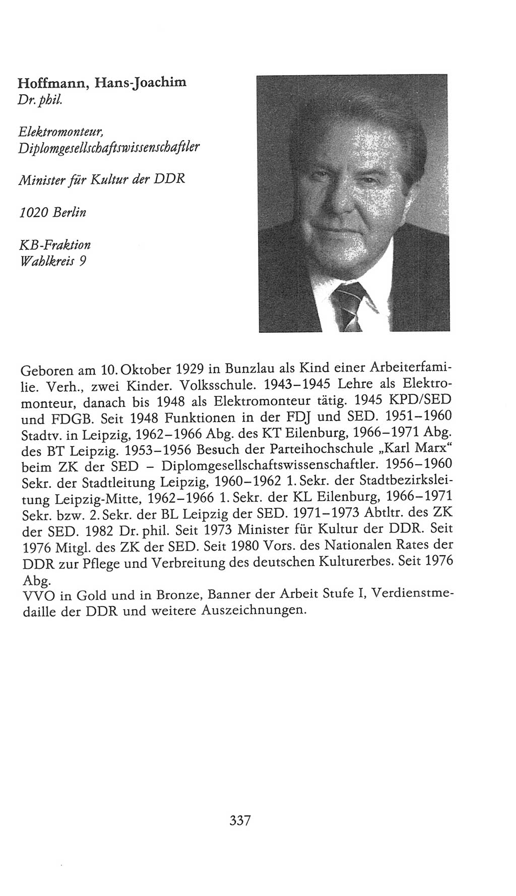 Volkskammer (VK) der Deutschen Demokratischen Republik (DDR), 9. Wahlperiode 1986-1990, Seite 337 (VK. DDR 9. WP. 1986-1990, S. 337)