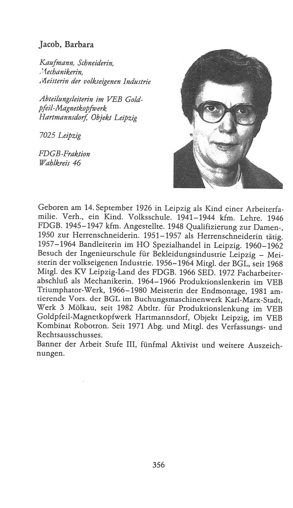 Volkskammer (VK) der Deutschen Demokratischen Republik (DDR), 9. Wahlperiode 1986-1990, Seite 356 (VK. DDR 9. WP. 1986-1990, S. 356)