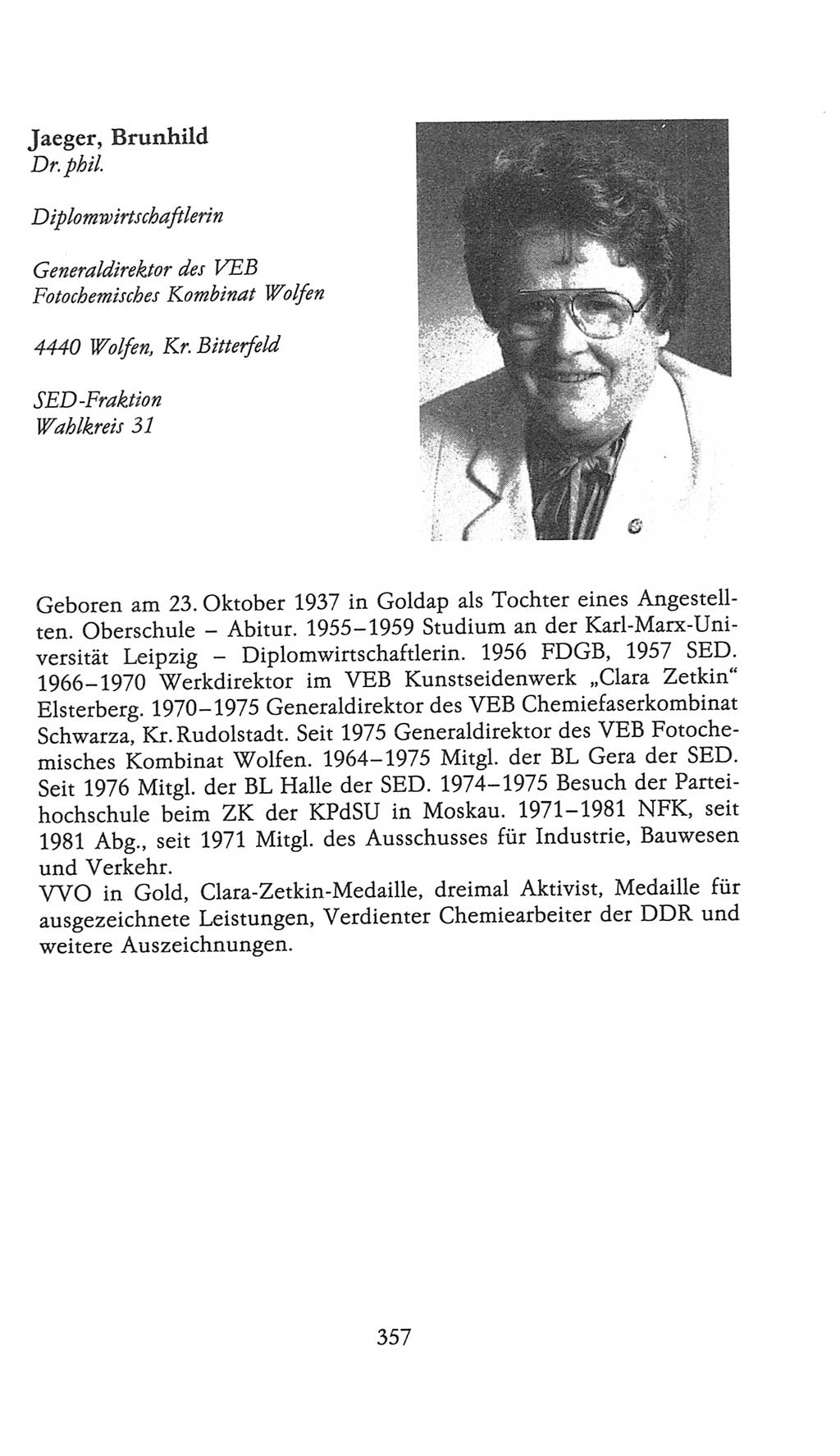 Volkskammer (VK) der Deutschen Demokratischen Republik (DDR), 9. Wahlperiode 1986-1990, Seite 357 (VK. DDR 9. WP. 1986-1990, S. 357)