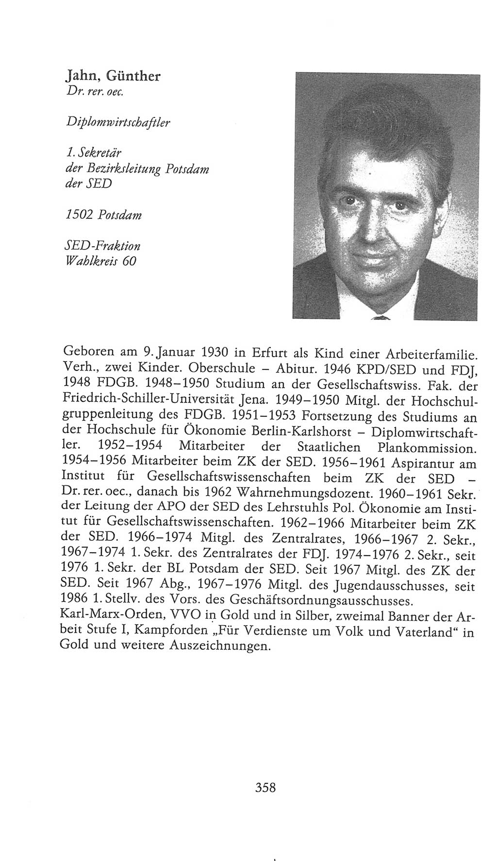 Volkskammer (VK) der Deutschen Demokratischen Republik (DDR), 9. Wahlperiode 1986-1990, Seite 358 (VK. DDR 9. WP. 1986-1990, S. 358)