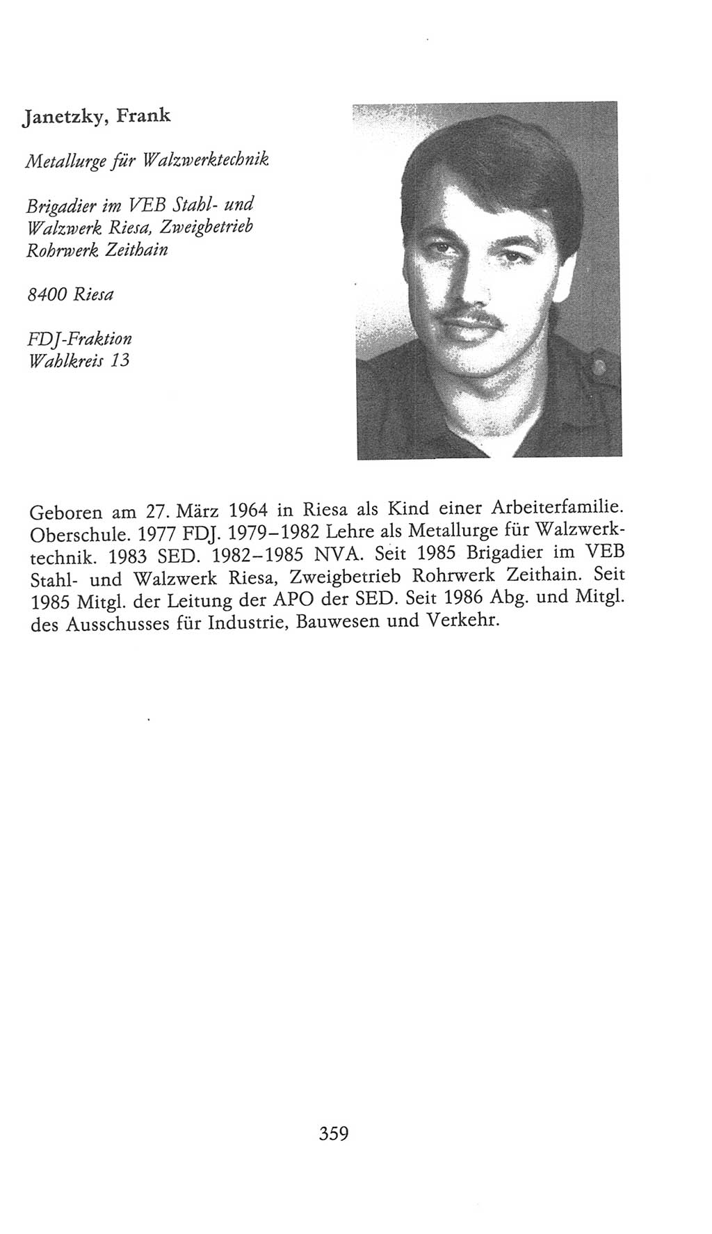 Volkskammer (VK) der Deutschen Demokratischen Republik (DDR), 9. Wahlperiode 1986-1990, Seite 359 (VK. DDR 9. WP. 1986-1990, S. 359)