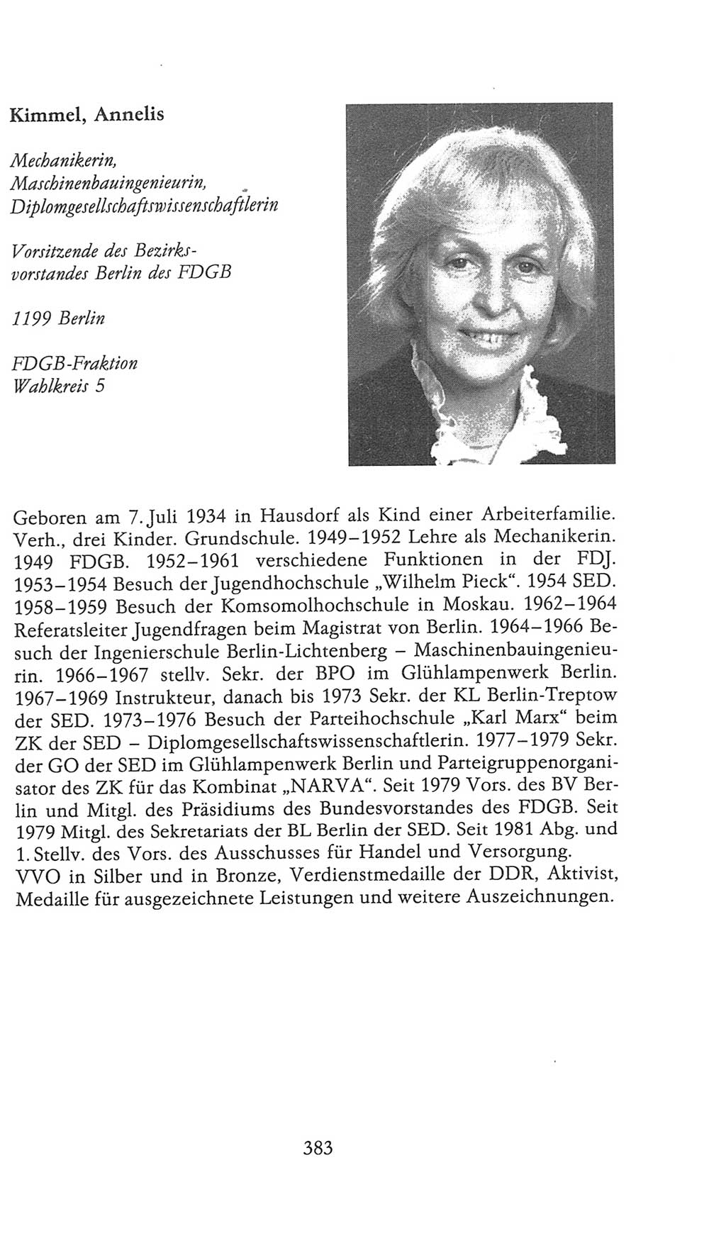 Volkskammer (VK) der Deutschen Demokratischen Republik (DDR), 9. Wahlperiode 1986-1990, Seite 383 (VK. DDR 9. WP. 1986-1990, S. 383)