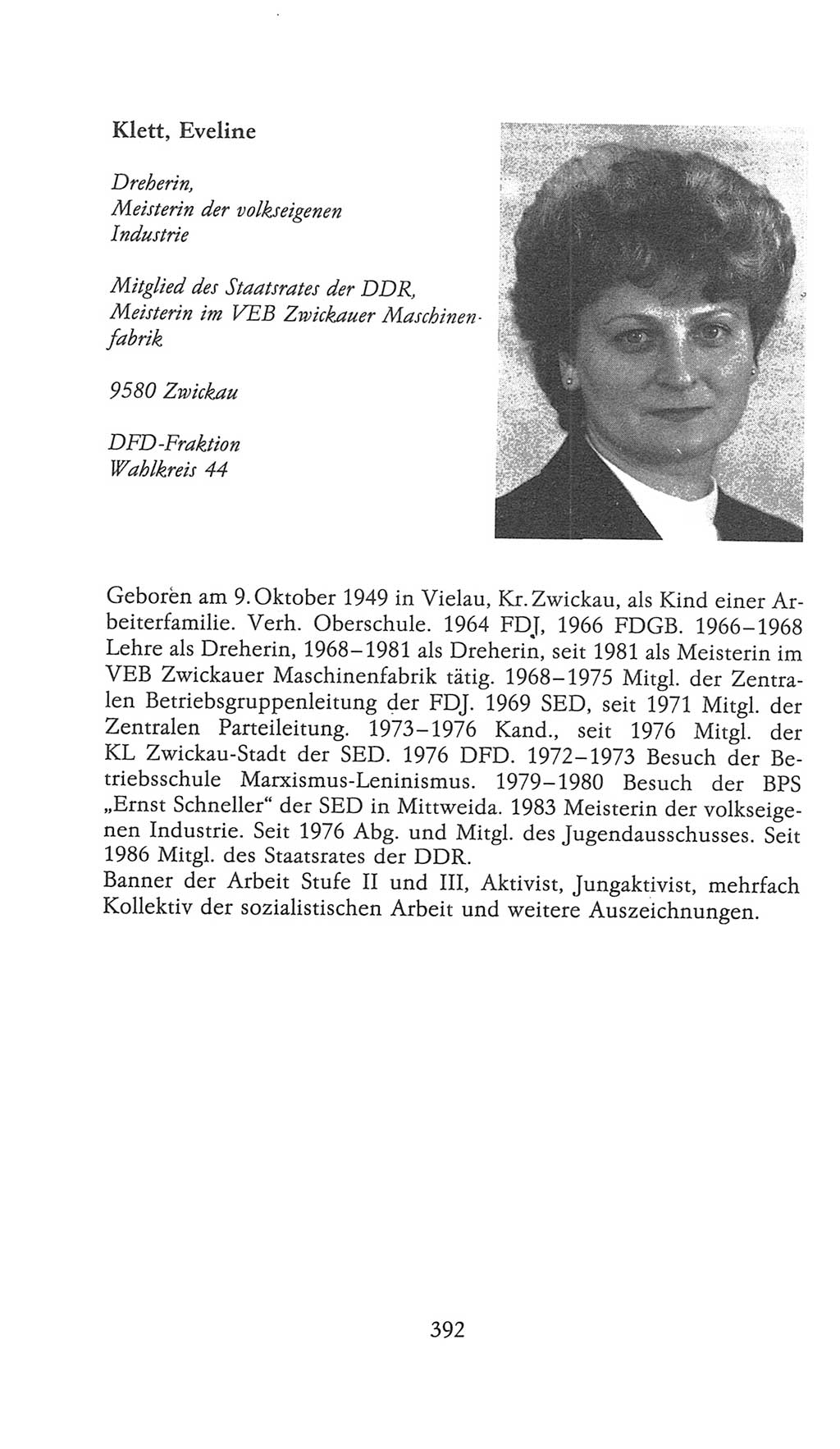 Volkskammer (VK) der Deutschen Demokratischen Republik (DDR), 9. Wahlperiode 1986-1990, Seite 392 (VK. DDR 9. WP. 1986-1990, S. 392)