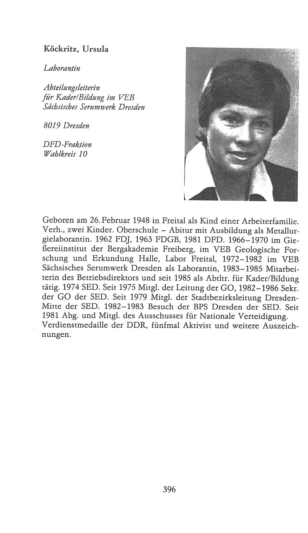 Volkskammer (VK) der Deutschen Demokratischen Republik (DDR), 9. Wahlperiode 1986-1990, Seite 396 (VK. DDR 9. WP. 1986-1990, S. 396)