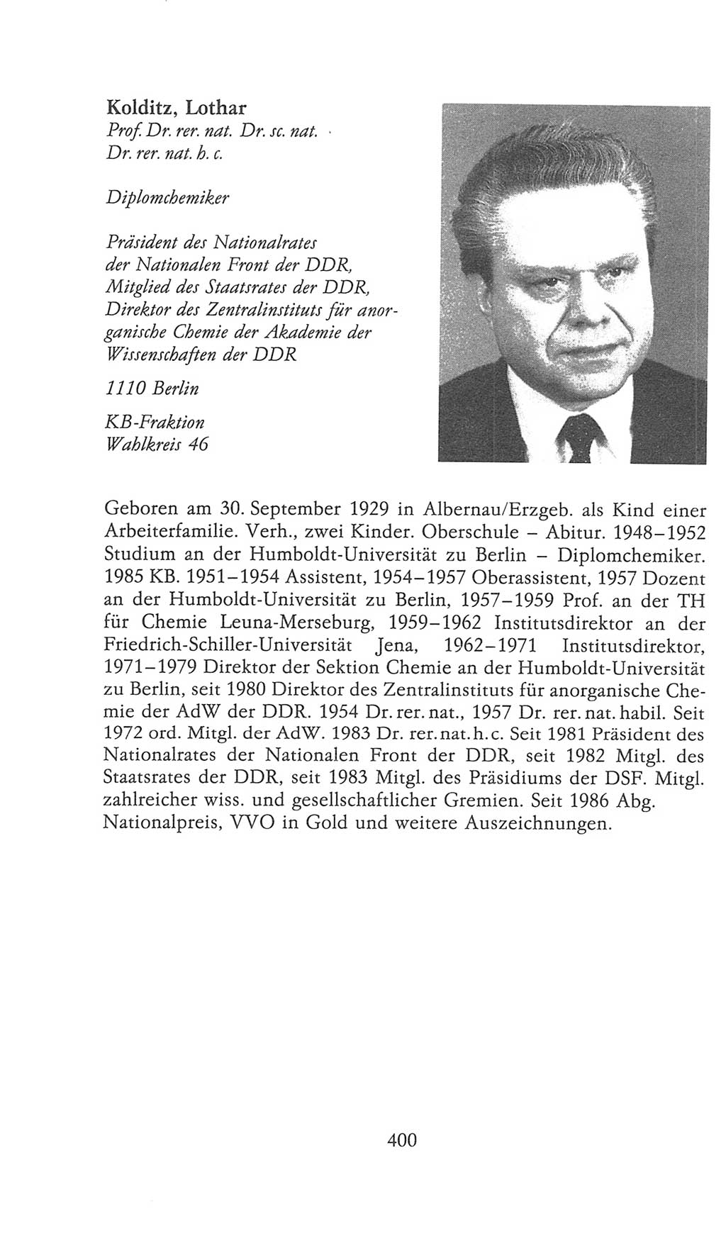 Volkskammer (VK) der Deutschen Demokratischen Republik (DDR), 9. Wahlperiode 1986-1990, Seite 400 (VK. DDR 9. WP. 1986-1990, S. 400)