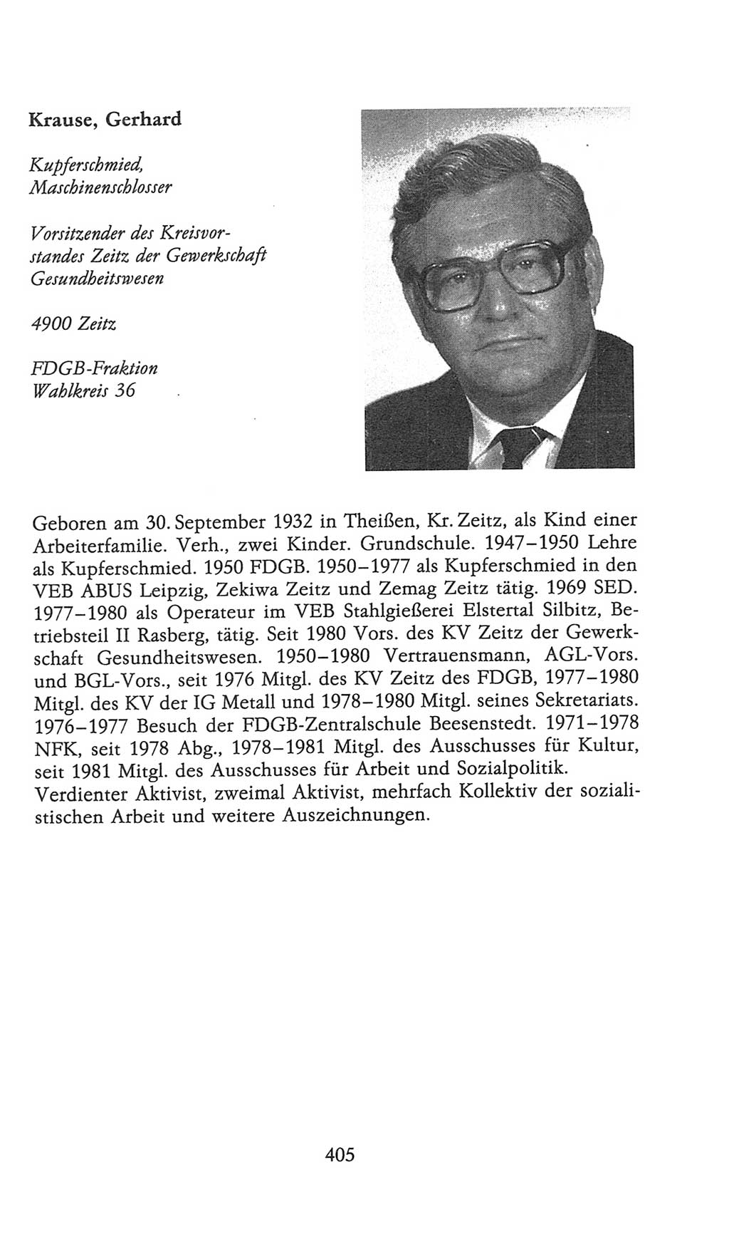 Volkskammer (VK) der Deutschen Demokratischen Republik (DDR), 9. Wahlperiode 1986-1990, Seite 405 (VK. DDR 9. WP. 1986-1990, S. 405)