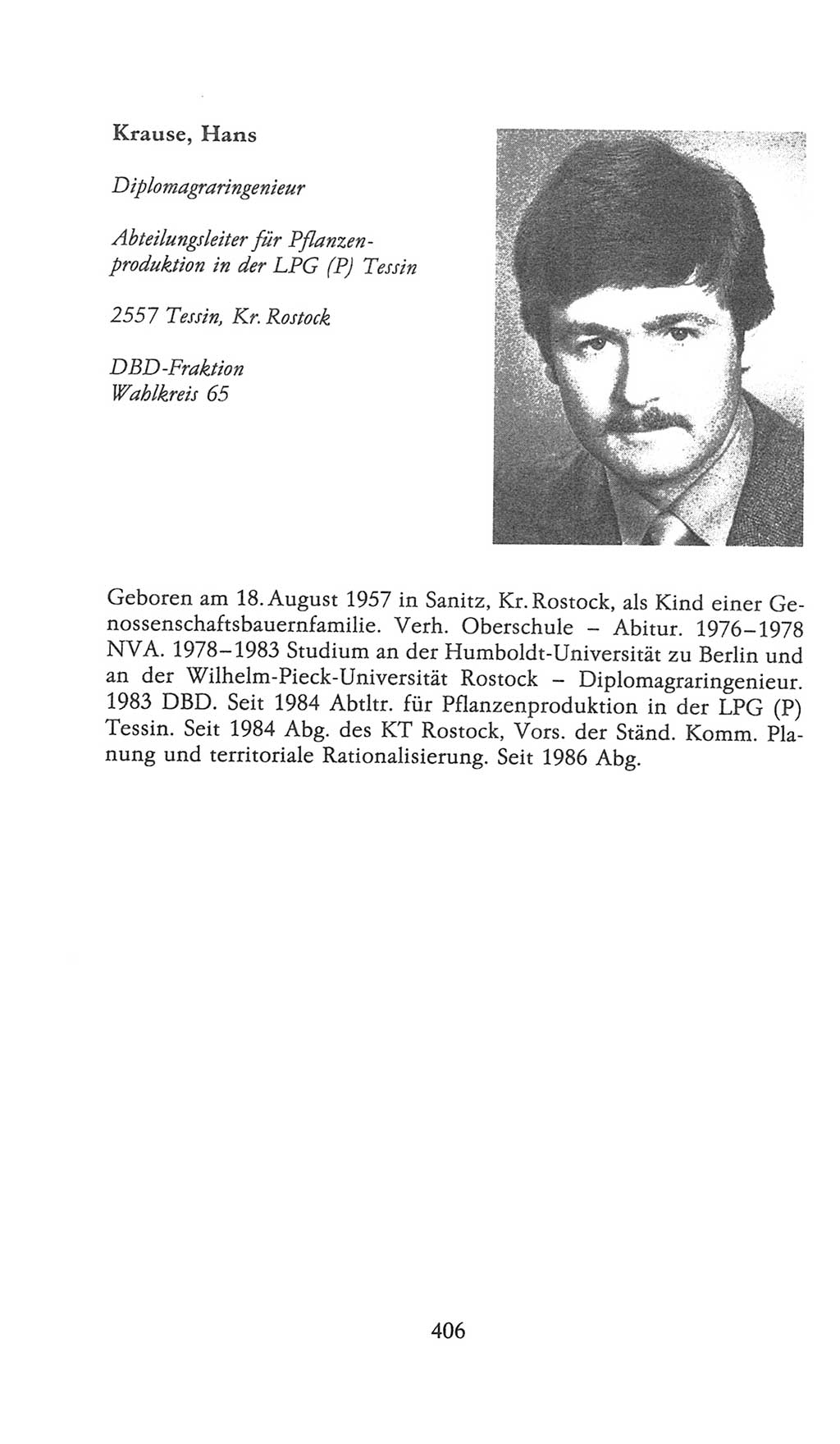 Volkskammer (VK) der Deutschen Demokratischen Republik (DDR), 9. Wahlperiode 1986-1990, Seite 406 (VK. DDR 9. WP. 1986-1990, S. 406)