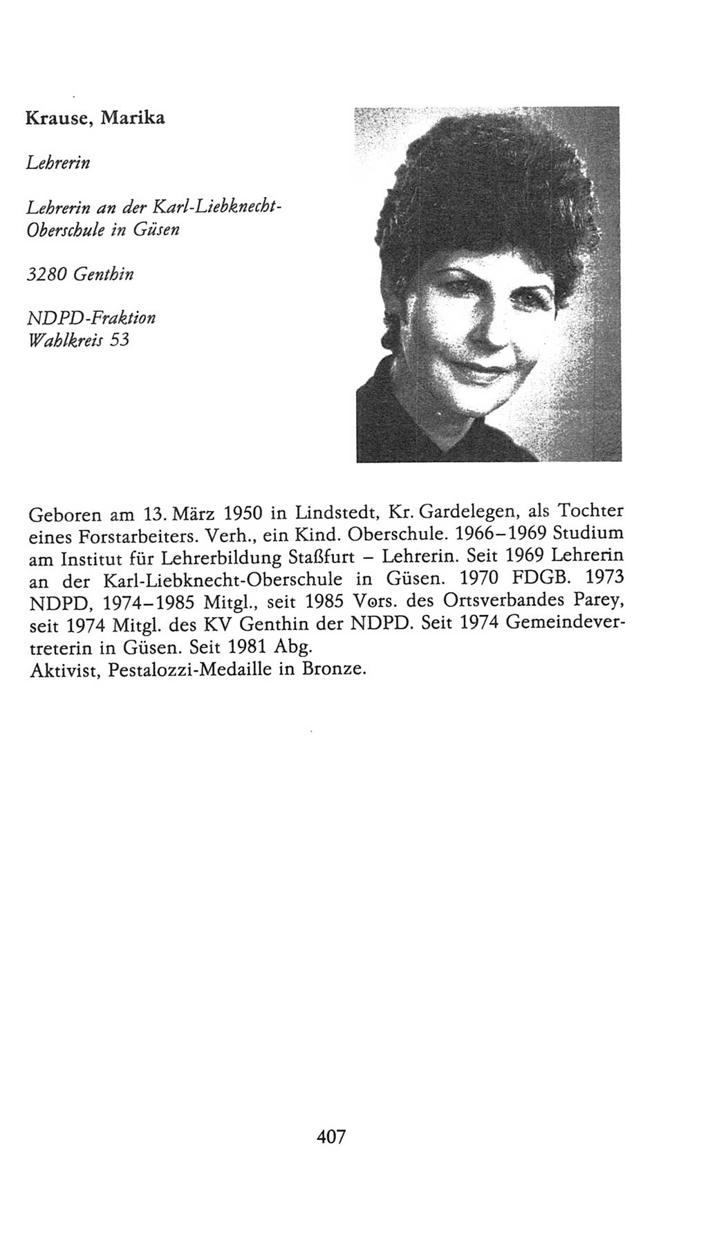 Volkskammer (VK) der Deutschen Demokratischen Republik (DDR), 9. Wahlperiode 1986-1990, Seite 407 (VK. DDR 9. WP. 1986-1990, S. 407)