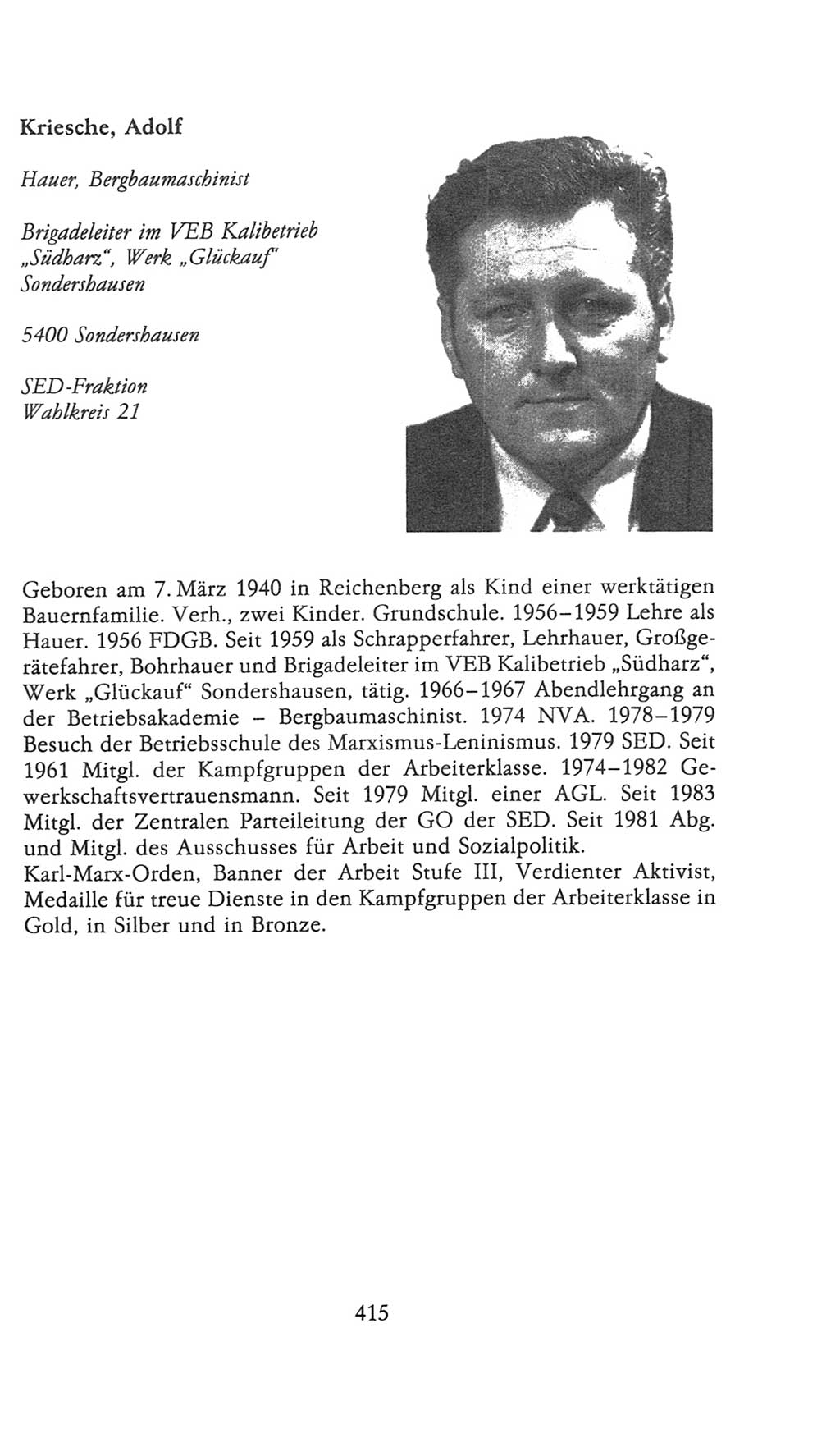 Volkskammer (VK) der Deutschen Demokratischen Republik (DDR), 9. Wahlperiode 1986-1990, Seite 415 (VK. DDR 9. WP. 1986-1990, S. 415)