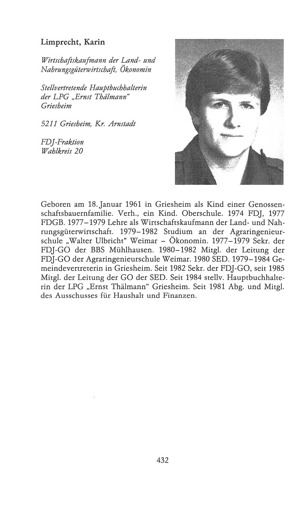 Volkskammer (VK) der Deutschen Demokratischen Republik (DDR), 9. Wahlperiode 1986-1990, Seite 432 (VK. DDR 9. WP. 1986-1990, S. 432)