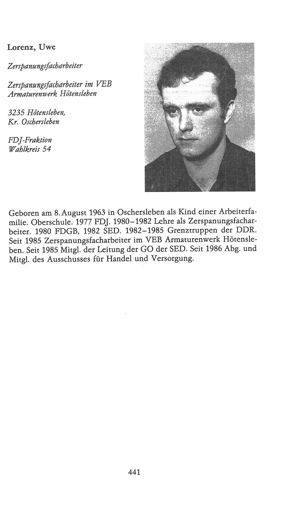 Volkskammer (VK) der Deutschen Demokratischen Republik (DDR), 9. Wahlperiode 1986-1990, Seite 441 (VK. DDR 9. WP. 1986-1990, S. 441)