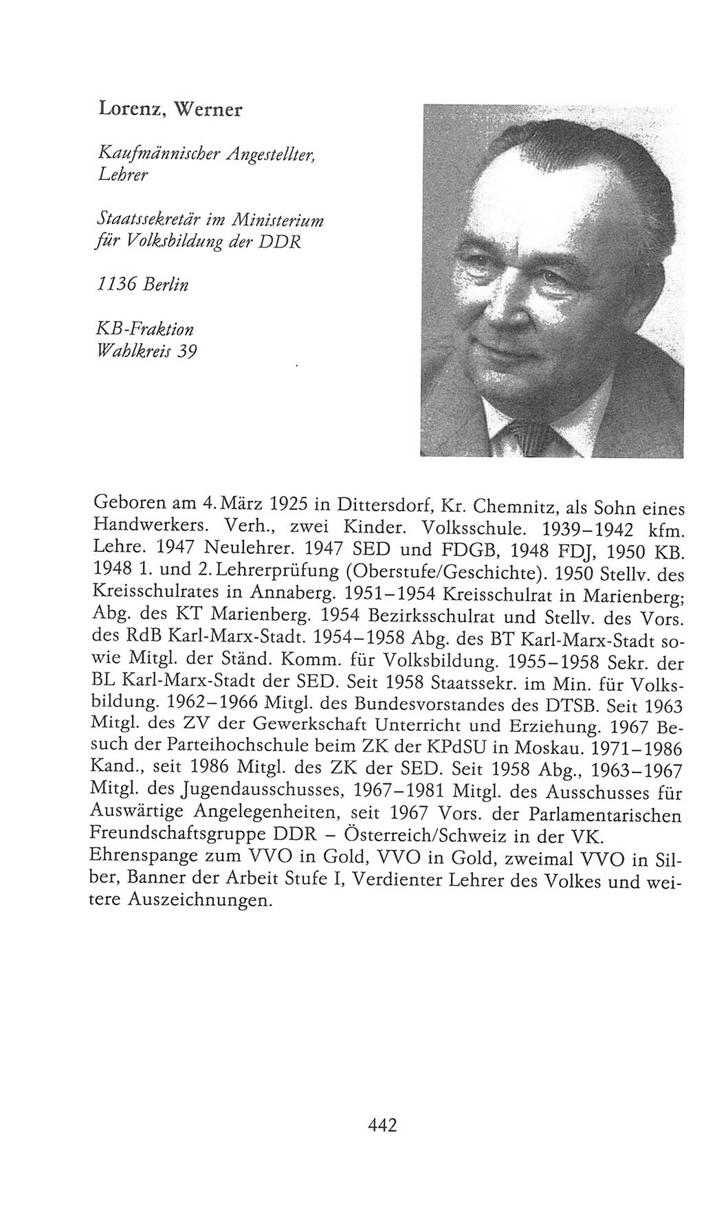 Volkskammer (VK) der Deutschen Demokratischen Republik (DDR), 9. Wahlperiode 1986-1990, Seite 442 (VK. DDR 9. WP. 1986-1990, S. 442)
