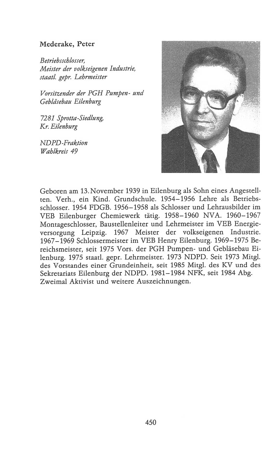 Volkskammer (VK) der Deutschen Demokratischen Republik (DDR), 9. Wahlperiode 1986-1990, Seite 450 (VK. DDR 9. WP. 1986-1990, S. 450)