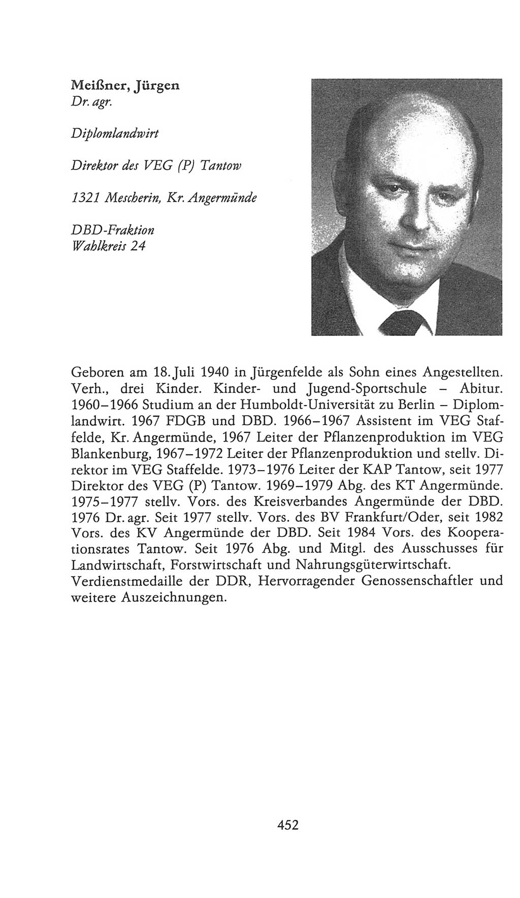 Volkskammer (VK) der Deutschen Demokratischen Republik (DDR), 9. Wahlperiode 1986-1990, Seite 452 (VK. DDR 9. WP. 1986-1990, S. 452)