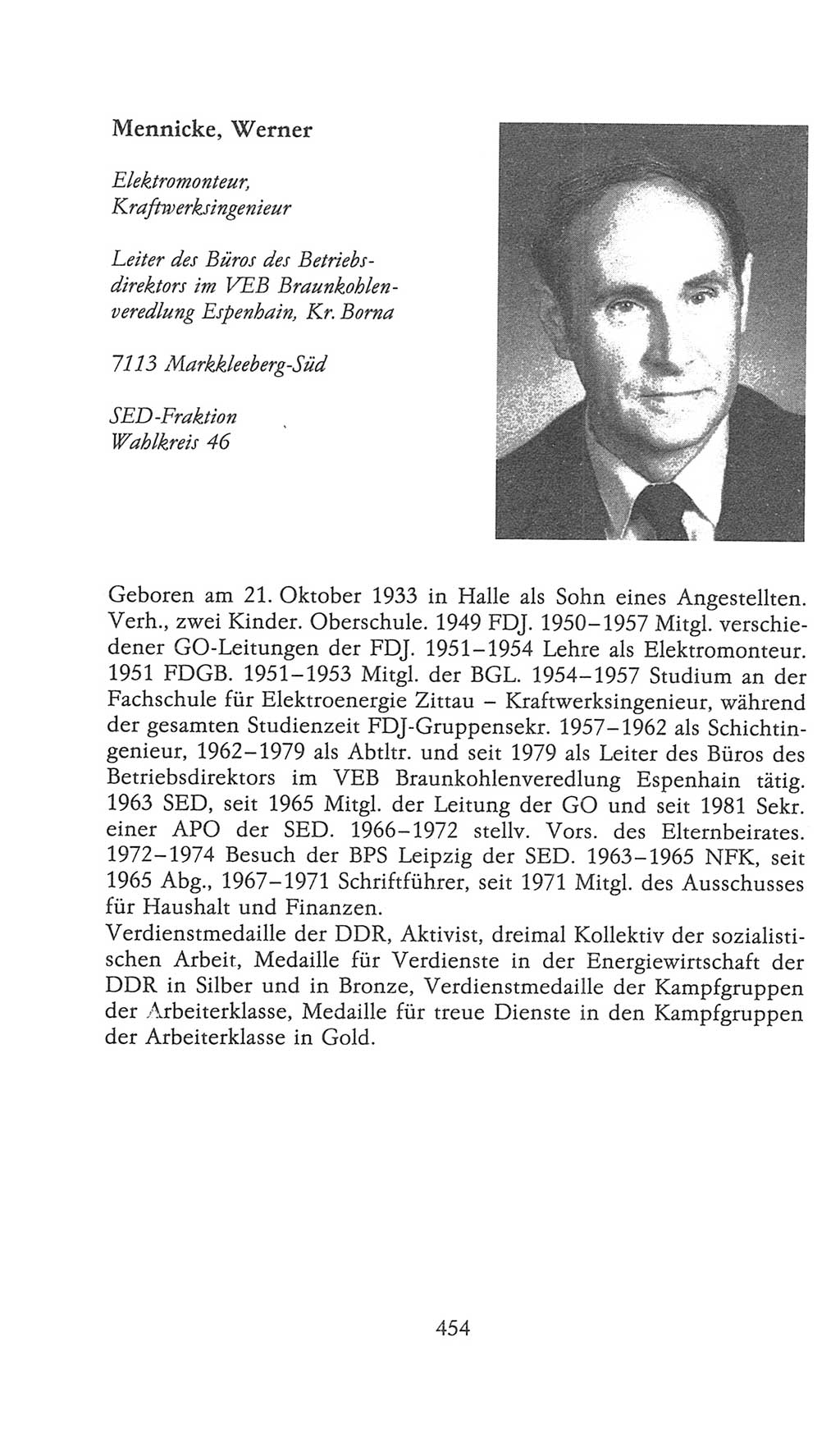 Volkskammer (VK) der Deutschen Demokratischen Republik (DDR), 9. Wahlperiode 1986-1990, Seite 454 (VK. DDR 9. WP. 1986-1990, S. 454)