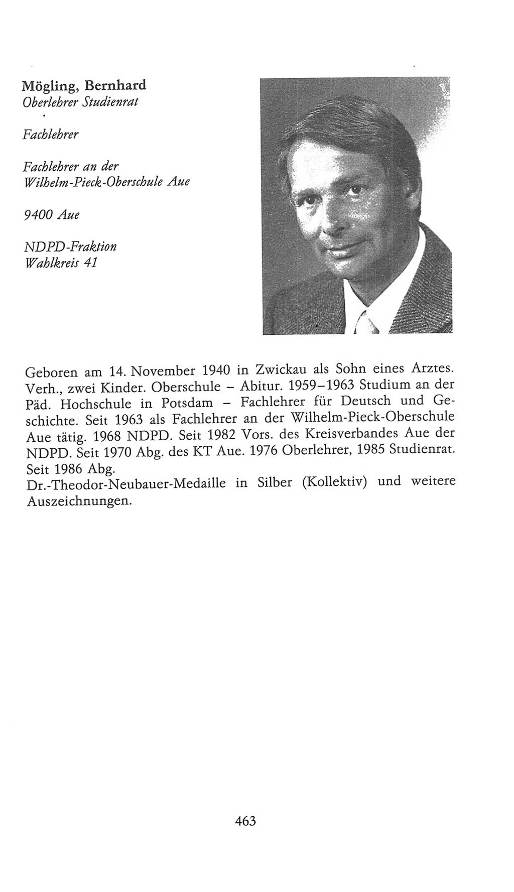 Volkskammer (VK) der Deutschen Demokratischen Republik (DDR), 9. Wahlperiode 1986-1990, Seite 463 (VK. DDR 9. WP. 1986-1990, S. 463)