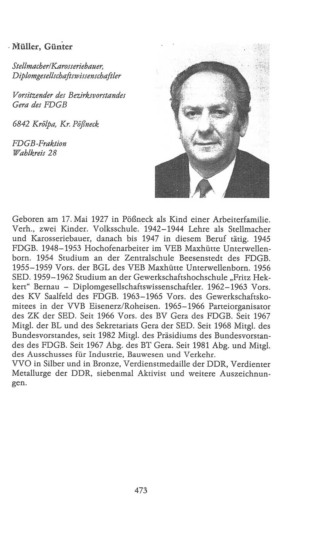 Volkskammer (VK) der Deutschen Demokratischen Republik (DDR), 9. Wahlperiode 1986-1990, Seite 473 (VK. DDR 9. WP. 1986-1990, S. 473)