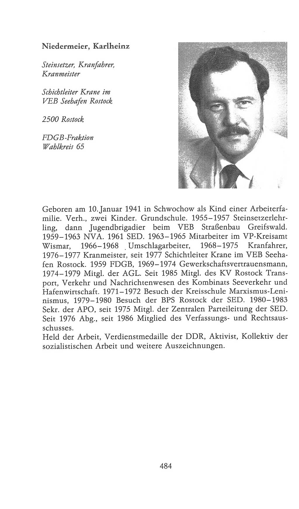 Volkskammer (VK) der Deutschen Demokratischen Republik (DDR), 9. Wahlperiode 1986-1990, Seite 484 (VK. DDR 9. WP. 1986-1990, S. 484)