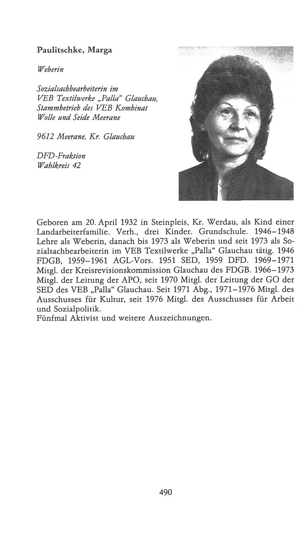 Volkskammer (VK) der Deutschen Demokratischen Republik (DDR), 9. Wahlperiode 1986-1990, Seite 490 (VK. DDR 9. WP. 1986-1990, S. 490)