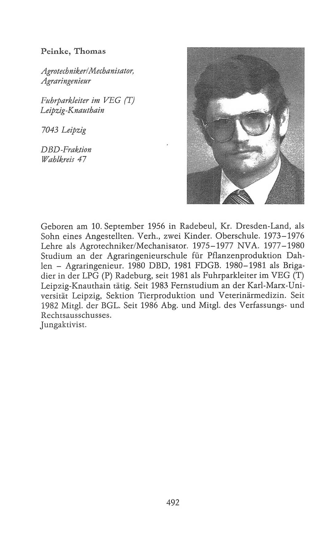 Volkskammer (VK) der Deutschen Demokratischen Republik (DDR), 9. Wahlperiode 1986-1990, Seite 492 (VK. DDR 9. WP. 1986-1990, S. 492)