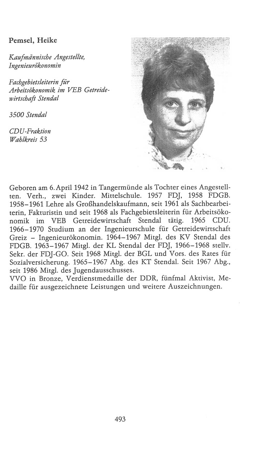 Volkskammer (VK) der Deutschen Demokratischen Republik (DDR), 9. Wahlperiode 1986-1990, Seite 493 (VK. DDR 9. WP. 1986-1990, S. 493)