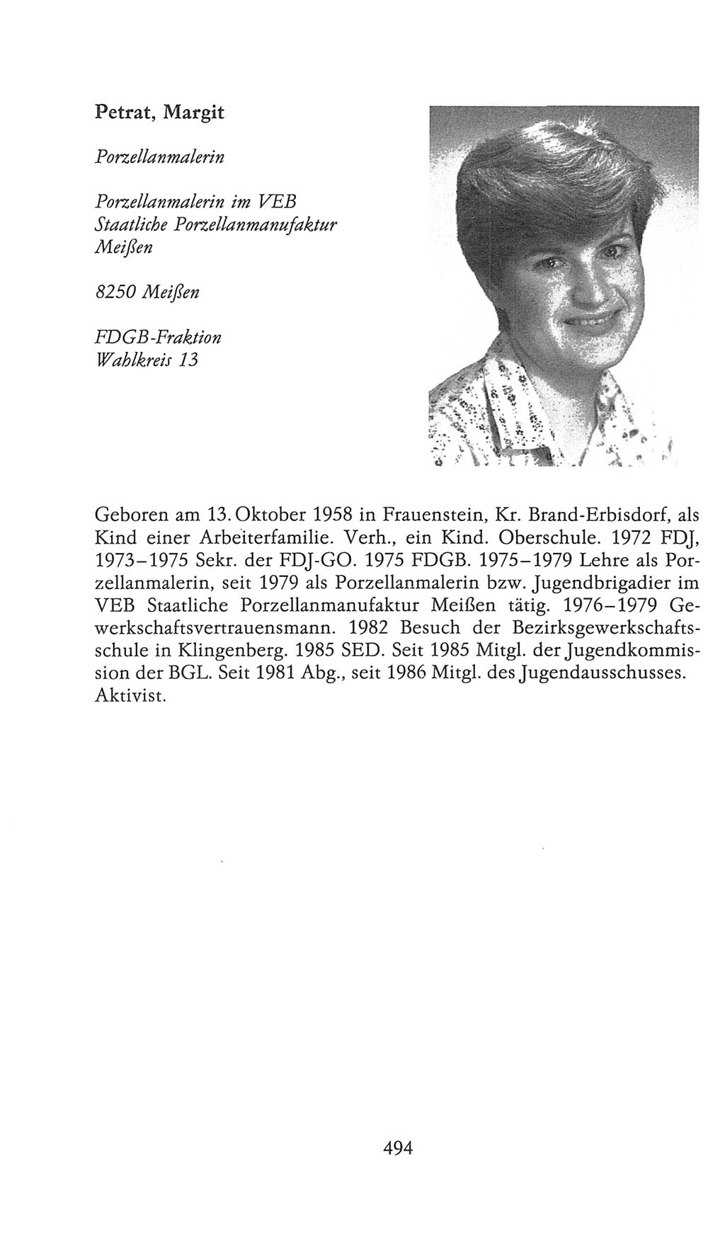 Volkskammer (VK) der Deutschen Demokratischen Republik (DDR), 9. Wahlperiode 1986-1990, Seite 494 (VK. DDR 9. WP. 1986-1990, S. 494)