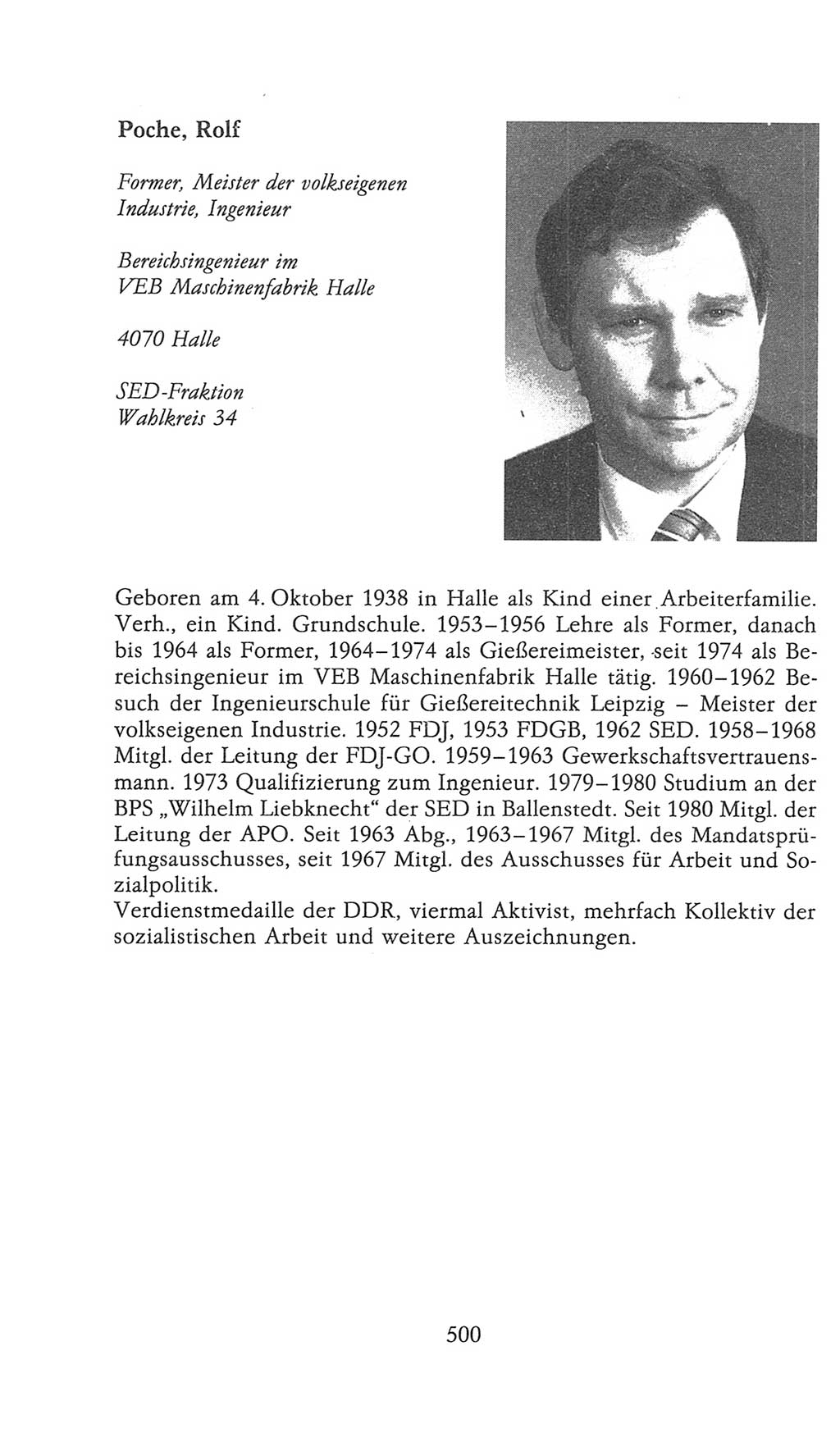 Volkskammer (VK) der Deutschen Demokratischen Republik (DDR), 9. Wahlperiode 1986-1990, Seite 500 (VK. DDR 9. WP. 1986-1990, S. 500)