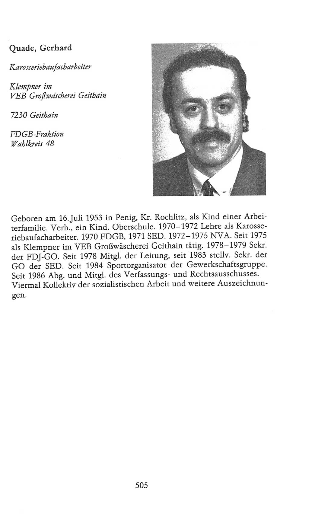 Volkskammer (VK) der Deutschen Demokratischen Republik (DDR), 9. Wahlperiode 1986-1990, Seite 505 (VK. DDR 9. WP. 1986-1990, S. 505)