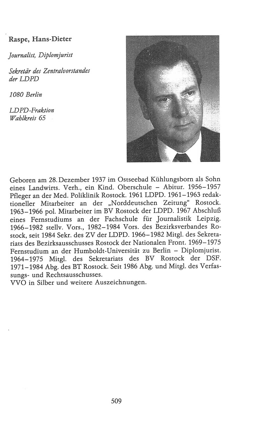 Volkskammer (VK) der Deutschen Demokratischen Republik (DDR), 9. Wahlperiode 1986-1990, Seite 509 (VK. DDR 9. WP. 1986-1990, S. 509)