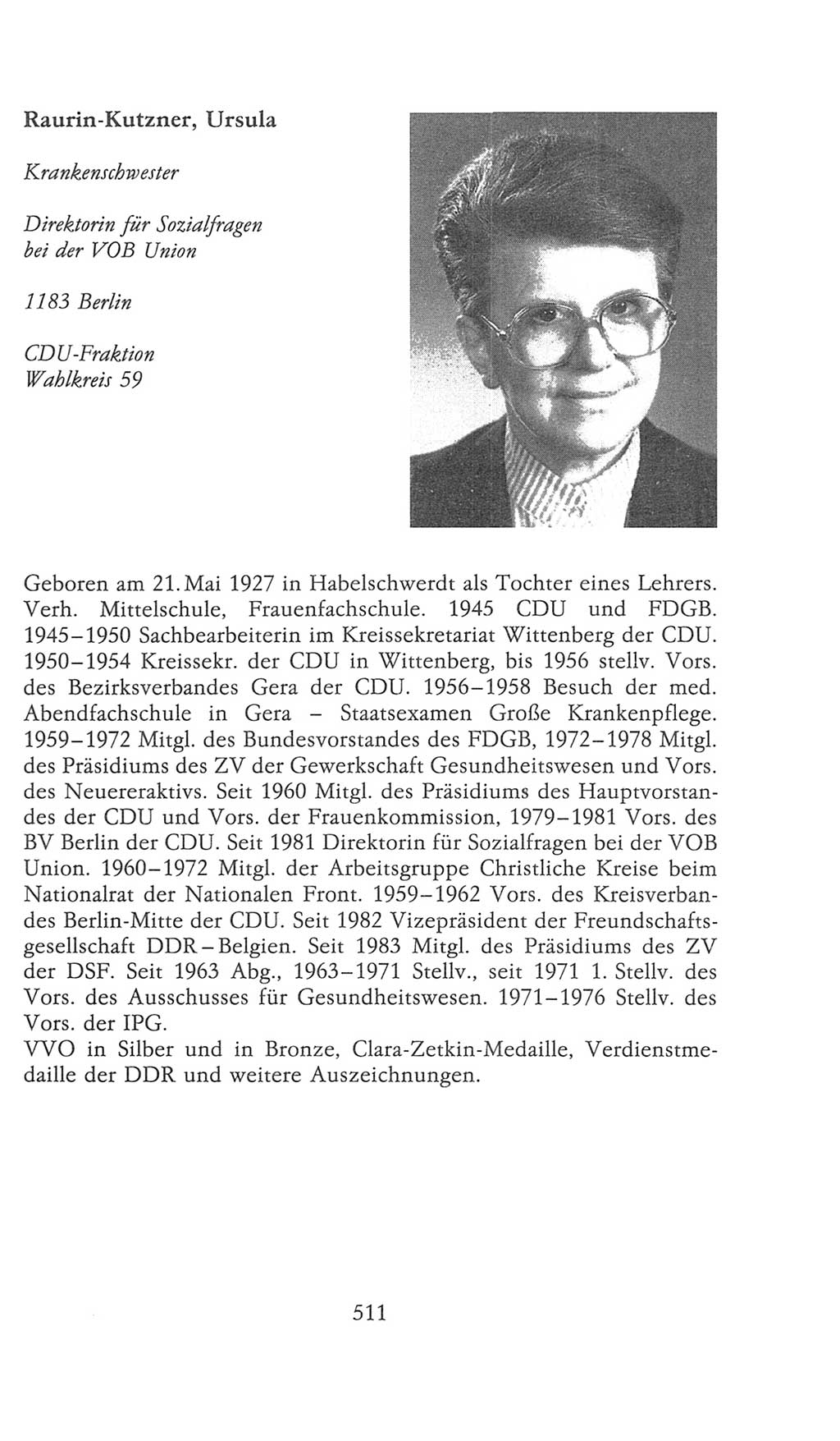 Volkskammer (VK) der Deutschen Demokratischen Republik (DDR), 9. Wahlperiode 1986-1990, Seite 511 (VK. DDR 9. WP. 1986-1990, S. 511)