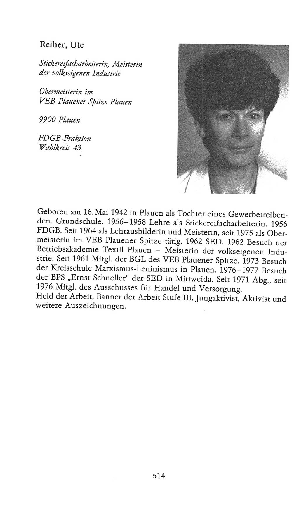 Volkskammer (VK) der Deutschen Demokratischen Republik (DDR), 9. Wahlperiode 1986-1990, Seite 514 (VK. DDR 9. WP. 1986-1990, S. 514)