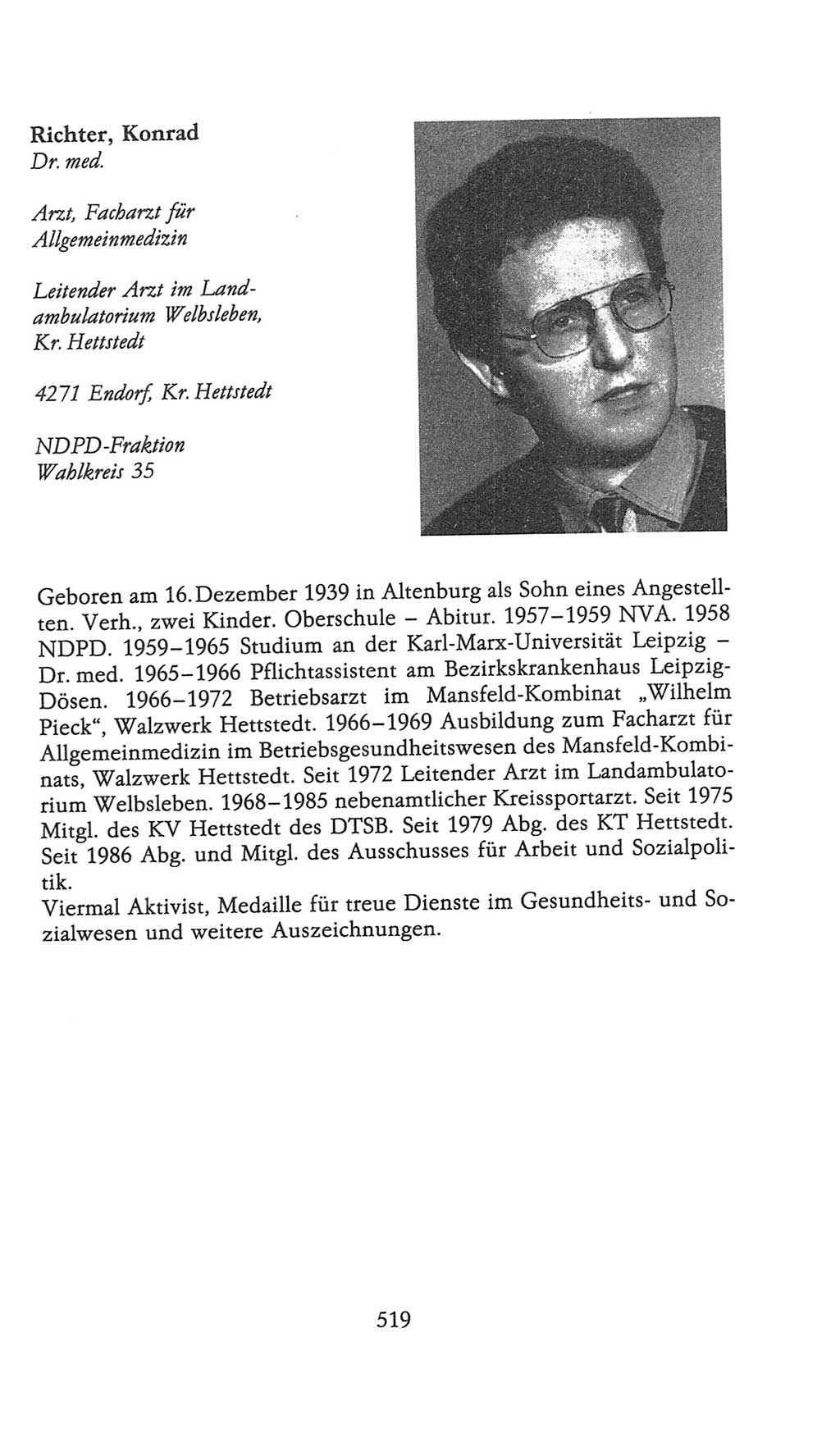 Volkskammer (VK) der Deutschen Demokratischen Republik (DDR), 9. Wahlperiode 1986-1990, Seite 519 (VK. DDR 9. WP. 1986-1990, S. 519)