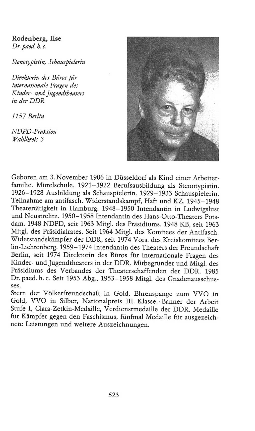 Volkskammer (VK) der Deutschen Demokratischen Republik (DDR), 9. Wahlperiode 1986-1990, Seite 523 (VK. DDR 9. WP. 1986-1990, S. 523)