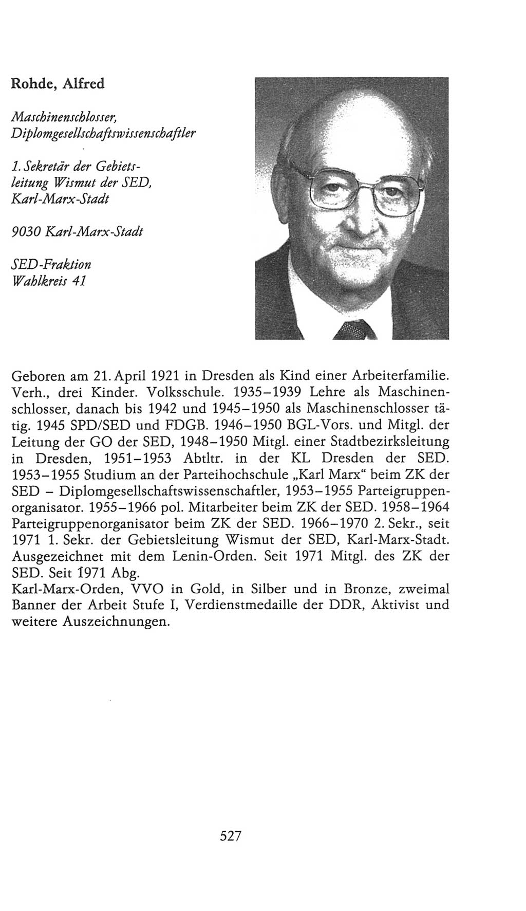 Volkskammer (VK) der Deutschen Demokratischen Republik (DDR), 9. Wahlperiode 1986-1990, Seite 527 (VK. DDR 9. WP. 1986-1990, S. 527)