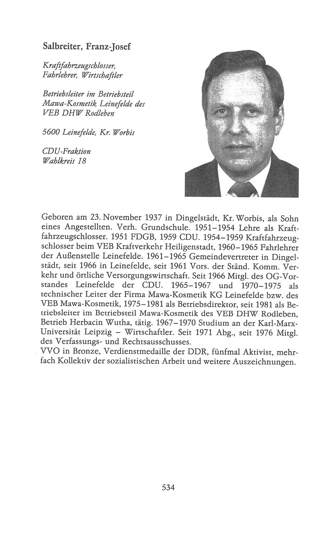 Volkskammer (VK) der Deutschen Demokratischen Republik (DDR), 9. Wahlperiode 1986-1990, Seite 534 (VK. DDR 9. WP. 1986-1990, S. 534)